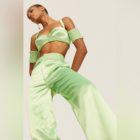 Aliette Green Silk Pants GUC - Picture 4 of 14